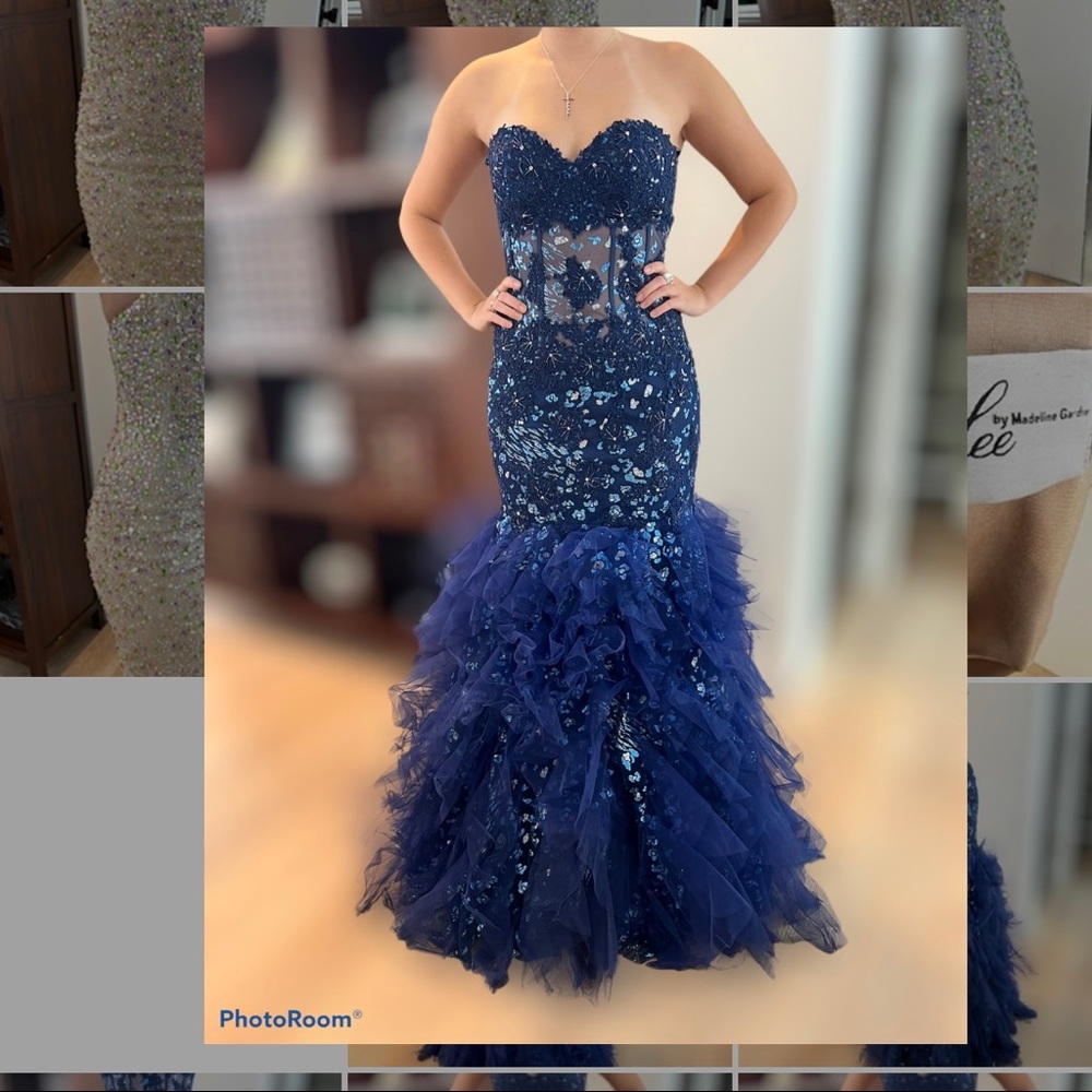 Jovani royal blue trumpet prom dress size 6